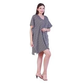 Elu Kaftan Dresses for Women - Moomoo/Mumu Afghan Dress Boho Caftan Beach Coverups Maxi, Black White Polka Dots 1, Free