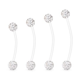 Hoeudjo Pregnancy Belly Rings Maternity Belly Button Rings Plastic Long Bar Navel Ring for Maternity Sport Pregnant Women Different Length 18/32/35/38mm White