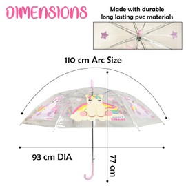 HOVUK Unicorn Sweet Dreams Umbrella - Transparent, Windproof PVC Brolly - Best for Rainy Weather - Beautiful Gift for Young Kids 3-7 Years - Auto Open Rainbow Unicorn Print Umbrella