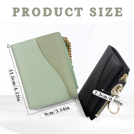 MultiValue Small Womens Wallet, Texture PU Leather Ladies Wallets Slim Credit Card Holder Bifold Keychain Wallet with Zipper Coin Purse for Storing ID Window (Black)