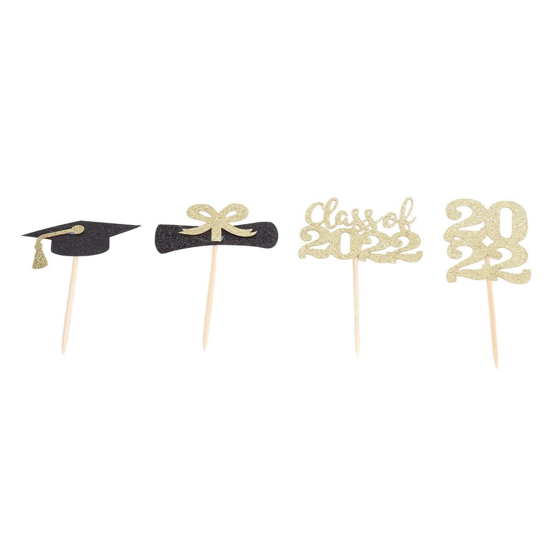 9Sets 2022 Graduation Cupcake Toppers Glitter Alphabet Numbers Diploma Bachelor
