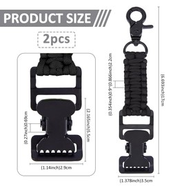 SUPERFINDINGS 2 Pcs Single-Head Tactical Glove Clip Workers' Glove Clip Glove Holder with Elasticized Snap Hook and Black Polyester Strap Gloves Hat Towel Keeper for Belt Bags Strap