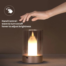 Magic Crystal Motion Sensor LED Candle Lamp - Hand Control & Motion Sensing, Touchless On/Off, -Powered Lighting with Glass Basecolor: White, size: 4.45*6.42IN