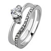YourJewelleryBox STAINLESS STEEL 3stone SIMULATED DIAMOND RING WEDDING ENGAGEMENT SET