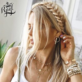 RPZL Fully Adjustable Braided Headband- Buckaroo Butterscotch | 2 Strand Hair Braid Headband- Color Match w/Highlights or Roots - Synthetic Hair Headband, Braided Headbands for Women