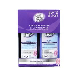 Prell Purple Shampoo and Conditioner Set for Blonde Gray Silver Hair, Lotus Flower, Color Safe, 13.5 fl oz Each