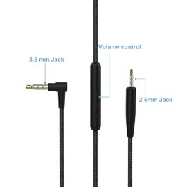 Alitutumao Replacement QC35 Audio Cable Cord Compatible with Bose QuietComfort 25 QC25 QC35, OE2,OE2i, Soundlink Soundtrue Headphones with Inline Mic Remote Volume Control (5FT)