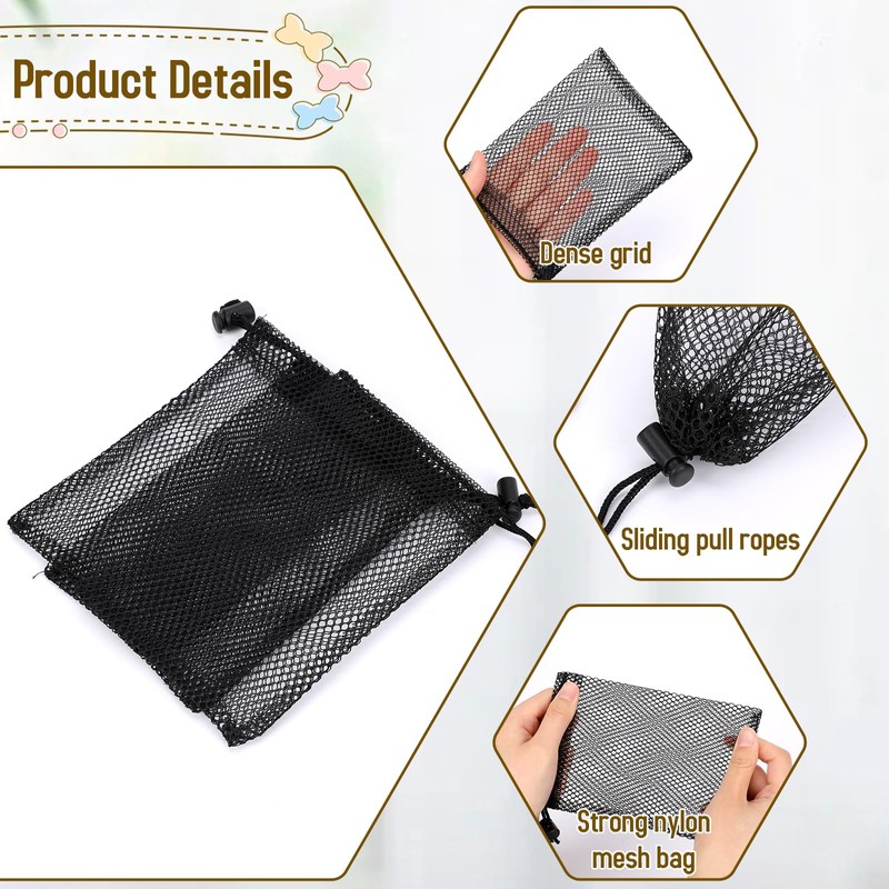 Sliverdew 10PCS Small Mesh Bags Drawstring Black Mesh Drawstring Bag