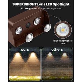 Brighter Solar Fence Lights-3000/4000/6000K 3 Mode,Solar Lights Outdoor Waterproof,Dusk to Dawn Deck Light, Outdoor Lighting for Backyard/Railing/Wall/Step/Patio(12 Pack)