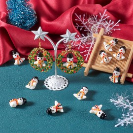 Beadthoven - 10 espaciadores de cuentas de cristal de muñeco de nieve navideño, hechos a mano, bonito adorno de Navidad para manualidades, joyería, decoración de fiesta en el hogar