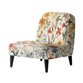 Xorudoydet Hibiscus Leaf Pattern Armless Chair Cover, Stretch Accent Chair Cover for Banquets Decoration, Removable Wingback Chair Slipcover, Non-Slip Furniture Protector Slipcovers for Chairs