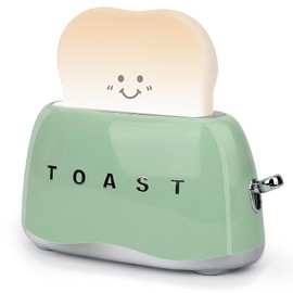 QANYI 2024 New Retro Decor Toaster Lamp,Retro Toaster Shape with Imitate Stainless Rechargeable and Portable Light, Desk Decoration Christmas Gifts for Teens Teenages Tweens Women(Sage Green)