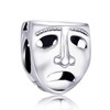 Two Face Tragedy Theater Mask Charm 925 Sterling Silver Bead