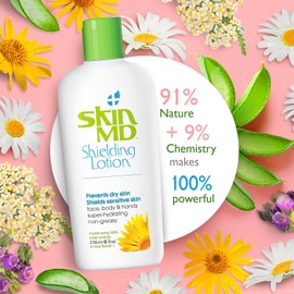 Skin MD Natural Shielding Lotion for Face, Body & Hands 8oz with Dispenser- Helps with Eczema & Psoriasis! The natural dry skin remedy to the things that dry your skin