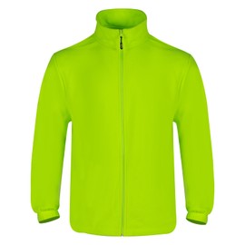 High Visibility Fleece Jacket, Full Zip Stand-Up Collar, Safety Work Wear, Hi Vis Neon Green
