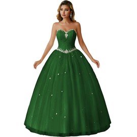 Likedpage Women's Sweetheart Ball Gown Tulle Quinceanera Dresses Prom Dress (US16, Dark Green) … … …