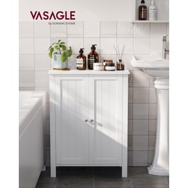 VASAGLE Bathroom Floor Storage Cabinet, Freestanding Bathroom Storage Unit with 2 Adjustable Shelves, 11.8 x 23.6 x 31.5 Inches, White UBCB60W