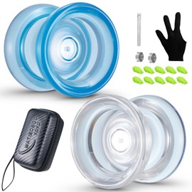 WATIEOBOO YOYO P02ヨーヨー2PCSデュアルモードヨーヨーレスポンシブヨーヨーと無反応のヨーヨーキットクリスタルヨーヨーとブルークリスタルヨーヨーフィンガースピン 大人用ヨーヨー 子供用ヨーヨー