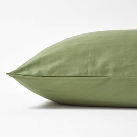 HOMESCAPES Organic Cushion Cover 40 x 80 cm Moss Green 100% Organic Cotton, Satin Cushion Cover with Zip