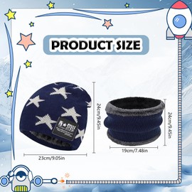 langyoujia Kids Thick Winter Hat, Warm Winter Hat and Scarf Set for Kids with Fleece Lining, Winter Hat and Scarf Set for Boys and Girls Age 5-15 Years, blue
