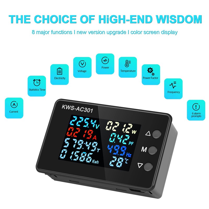 AITIAO Digital Display AC Multimeter 50-300V 0-100A Current Voltmeter with