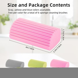 6Pcs Damp Duster Sponge Magic Sponge Eraser Reusable Household Cleaning Sponge Tool Dust Brush Tools for Cleaning Dishes Blinds Glass Baseboards Vents Glass Railings Mirrors(3 Color)