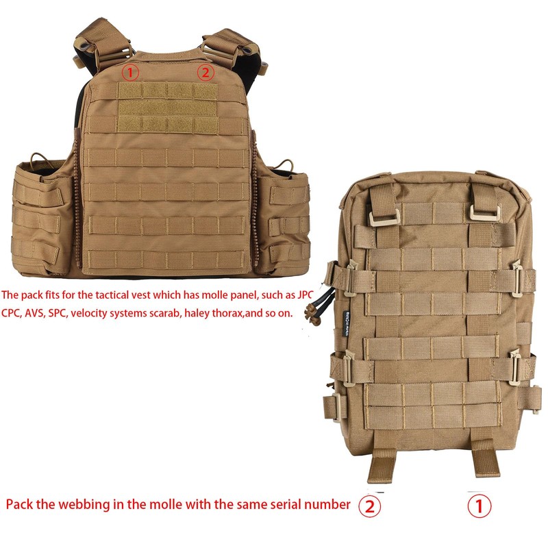 Tactical Mini Molle Hydration Pack,Molle Hydration Carrier with IFAK Pouch&US