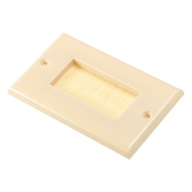PATIKIL Brush Wall Plate Decoration Wall Panel Cable Pass Through Single Gang 114mmx70mm Beige for Low-Voltage Cables