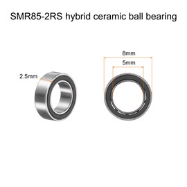 sourcing map SMR85-2RS Miniature Hybrid Ceramic Ball Bearing 5 x 8 x 2.5mm 440 Stainless Steel Fishing Reel Bearings Double Sealed P6(ABEC3), Black
