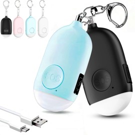 Hion 130dB Personal Safety Alarm for Women Upgraded Vibration Sensor, 2 Pack Rechargeable Self Defense Alarm Keychain with LED Flashlight, Emergency Safe Alarm for Children Elderly College Girls Men