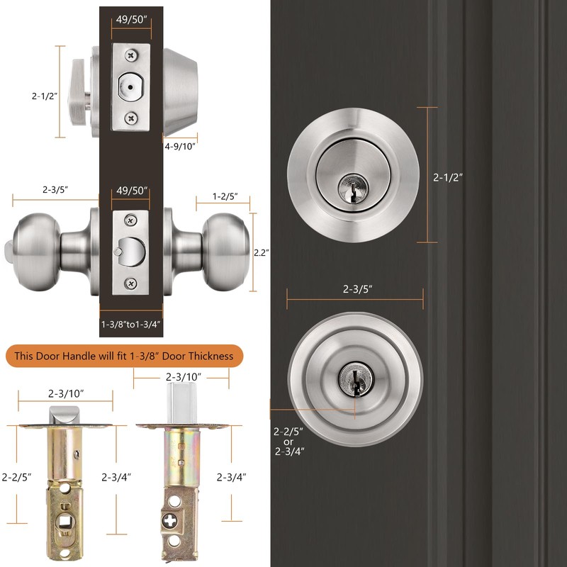Probrico 4 Pack Keyed Alike Entry Door Knobs with Single