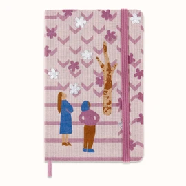 Moleskine Limited Edition Notebook, Sakura Notebook, Lined Layout and Fabric Hard Cover, 9 x 14 cm Pocket Size, Couples Theme and Dark Pink Colour