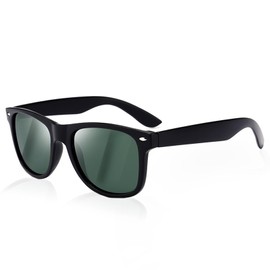 Vxcvzv Polarized Sunglasses Mens Womens, Unisex Retro Sun Glasses for Driving, Fishing, Outdoor Sports, Fashion (Black&green)