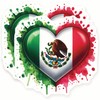 Mexican Flag Stickers - Mexico Heart - Watercolor Mexico -