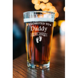CARVELITA Promoted To Daddy Est 2025 Beer Glass, 16oz Engraved Beer Pint, Gifts For New Dad, New Dad Gifts For Men, First Time Dad Gifts, Dad To Be Gifts, New Dad Gifts, For Father's Day