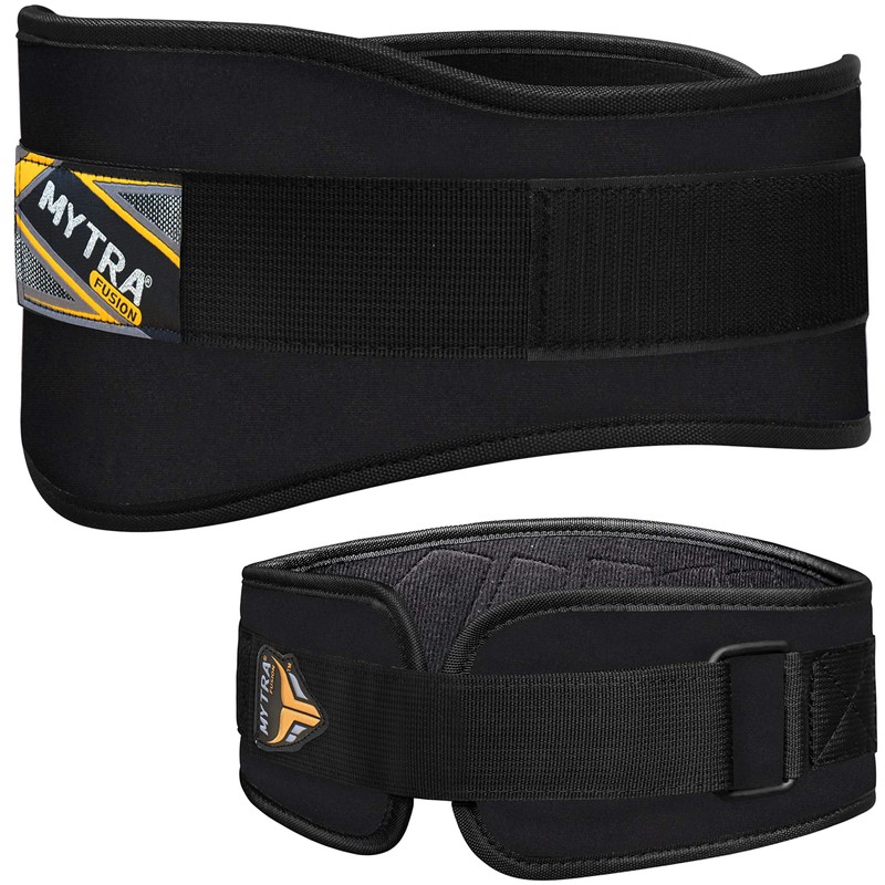Mytra 6 inch N8 Weight Lifting Curved Belt (Black, Large)