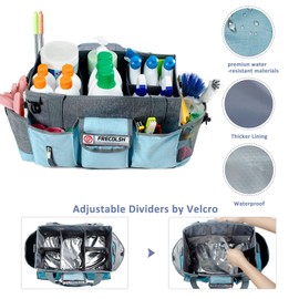 FRECOLSH Large Cleaning Caddy for Cleaning Suppliers Organizer,15" Professional Cleaning Caddy Organizer with Handle, Wearable Cleaing Bag, Cleaning Storage Caddy, Cleaning Suppliers for Housekeeping