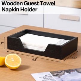 Guest Towel Napkin Holder, Disposable Hand Towel Holder for Bathroom, Wooden Guest Towel Holder Tray with Big Side Opening, Rectangular Farmhouse Cocktail Napkin Holder, Kitchen Dining Tabletop Decor