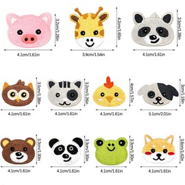 Children's Iron-On Patches, Pack of 10 Embroidered Patches, Animal Patches, Embroidered Patches, Iron-On Patches, Sew-on or Iron-on on Clothes, Dress, Hat, Jeans