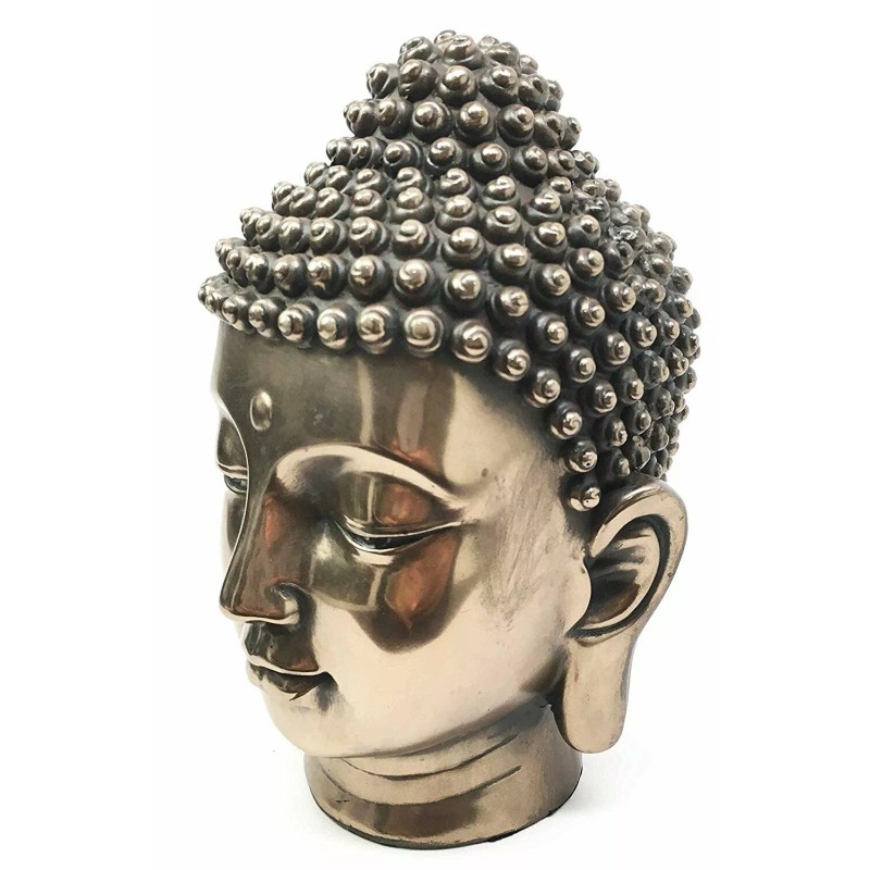 PTC 6.5 Inch Buddha Head Buddhist Religious Bronze Finish Statue