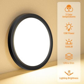 slochi 7.5Inch Ceiling Light Fixture, 3000K-4000K-6500K Flush Mount Ceiling Light 3 Pack, Ultra Thin Round White Flat led Lights for Bathroom Hallways Closet Laundry Bedroom Kitchen