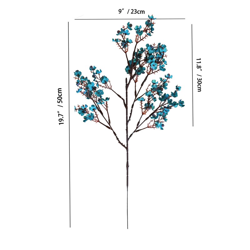 ONLY ART 6 Bundles Teal Flowers Silk Babys Breath Artificial