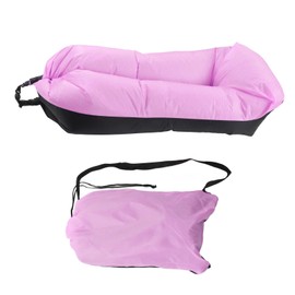 Inflatable Couch 6.1ft Long 2.3ft Wide Oxford Fabric Easy Inflation Inflatable Lounger for Camping Beach Travel Black and Pink