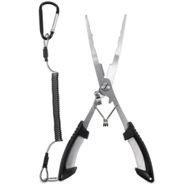 Stainless Steel Fishing Pliers Hook Remover, Fishing Multitool with Lanyard, Braid Cutter, Rustproof Fishing Tool for Saltwater and Freshwater