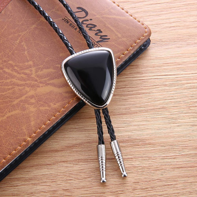 KDG Triangle Nature Agate Shape Bolo Tie Western Cowboy Celtic