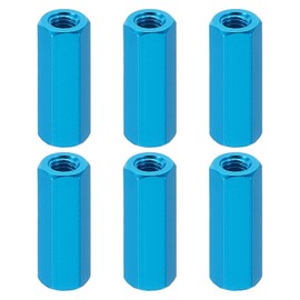 PATIKIL M3 Hex Nuts, 6pcs M3 Threaded Spacers Aluminum 20mm L Female Metal Spacer Screw Standoff for M3 Screw Bolts RC Car Drones Stacks Motherboard, Blue