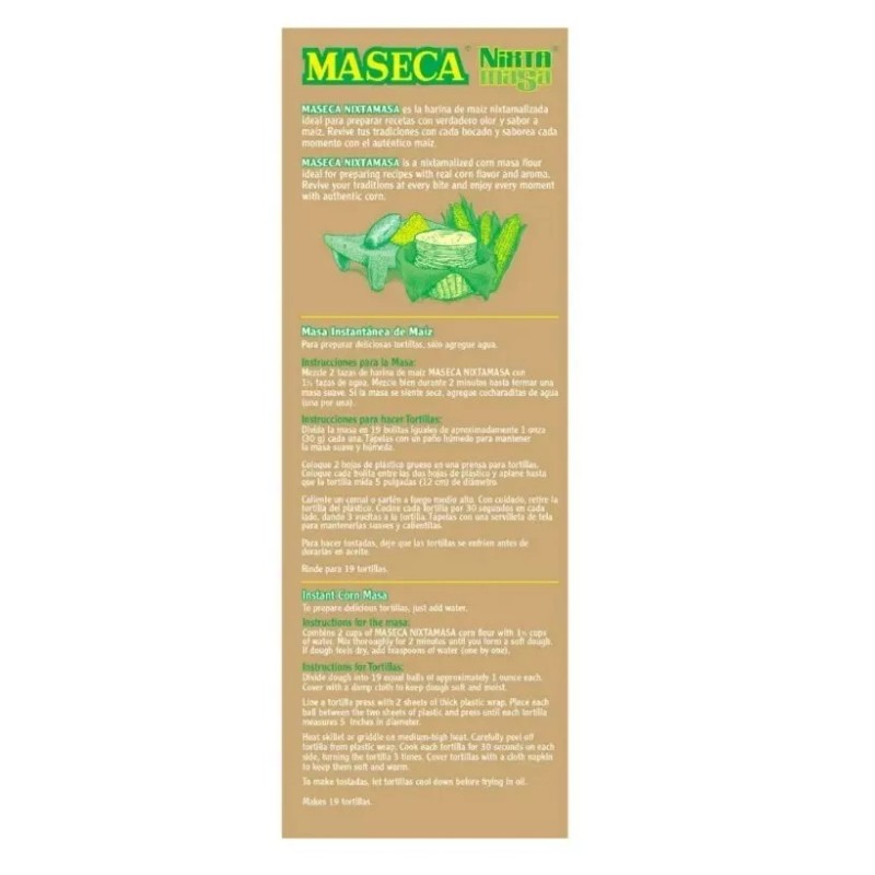 maseca instant corn flour. Masa instantanea maseca. 4 lb