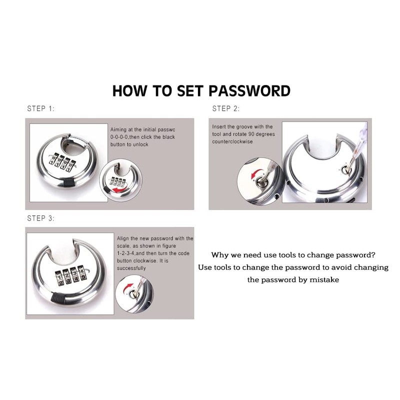 10 Pack Stainless Steel Discus Padlock 4 Digit (3inch) Combination