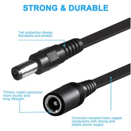 SIOCEN【2-Pack】 20ft Dc 12v Power Extension Cable,5.5mm x 2.1mm 12v Extension Cord Security Camera Cable Flat Male to Female for CCTV IP Indoor Camera Dvr Standalone LED Strip,Supply Adapter