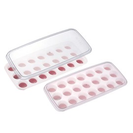 Westmark Stella Ice Cube Maker - Ice Cube Tray with Lid for Making 21 Small Ice Cubes, Transparent/Red/White - Plastic, BPA Free, Pack of 2